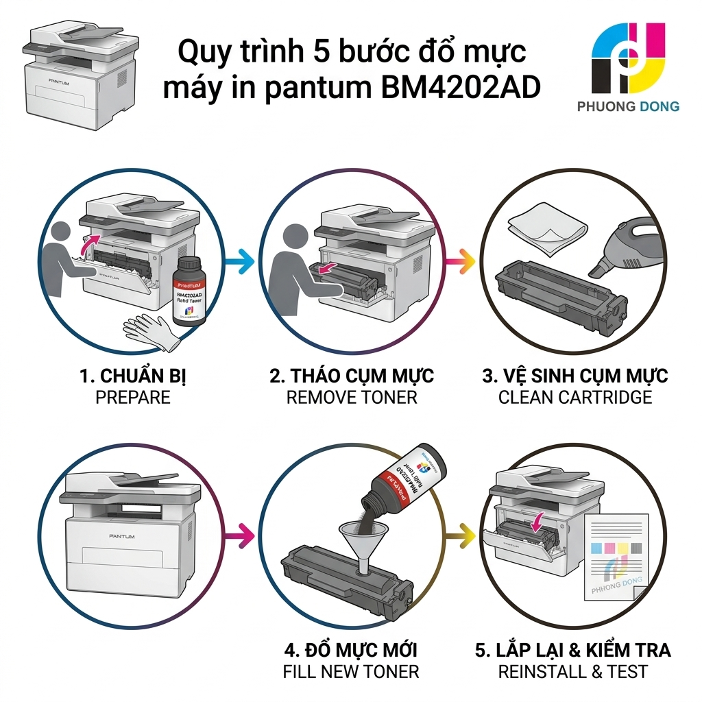 Hướng dẫn đổ mực máy in pantum BM4202AD